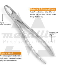 Alternative view of English Pattern Forceps Fig 1 – Upper Laterals & Canines | NHS Dental Tool UK | CE Certified | GP & Clinic Extraction Forceps
