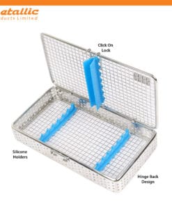 Dental Sterilization Cassette for 7 Instruments with Blue Silicone