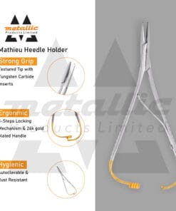 14cm Mathieu Needle Holder with Tungsten Carbide Tip – Precision & Comfort