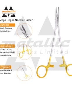 18cm Mayo Hegar Needle Holder with Tungsten Carbide Tip – Extended Precision