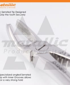 dental tooth extraction forceps fig 13, lower premolar extraction tool, gold handle dental forceps UK, stainless steel dental pliers, reusable dental instruments, precision dental extraction tools UK, metallic products dental tools