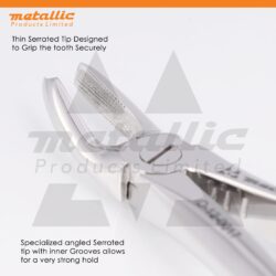 dental tooth extraction forceps fig 13, lower premolar extraction tool, gold handle dental forceps UK, stainless steel dental pliers, reusable dental instruments, precision dental extraction tools UK, metallic products dental tools