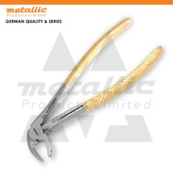 dental tooth extraction forceps fig 13, lower premolar extraction tool, gold handle dental forceps UK, stainless steel dental pliers, reusable dental instruments, precision dental extraction tools UK, metallic products dental tools