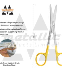 TC Mayo scissors UK, tungsten carbide dissecting scissors, surgical dressing scissors 14cm, straight Mayo scissors dental, medical dissecting scissors UK, premium TC Mayo instrument, stainless steel surgical scissors