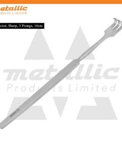 surgical retractor 3 prong 16cm UK, ophthalmic surgical retractor stainless steel, ENT sharp edge retractor tool UK, micro surgery retractor 3 prong, stainless steel ophthalmic retractor UK, ENT retractor surgical instrument 16cm, reusable surgical retractor UK