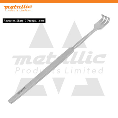 surgical retractor 3 prong 16cm UK, ophthalmic surgical retractor stainless steel, ENT sharp edge retractor tool UK, micro surgery retractor 3 prong, stainless steel ophthalmic retractor UK, ENT retractor surgical instrument 16cm, reusable surgical retractor UK