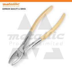 dental surgical extracting forceps fig 17, upper right molar extraction tool, gold handle dental forceps UK, stainless steel dental extraction instruments, reusable dental forceps, precision dental tools UK, metallic products dental instruments