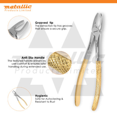 dental extracting forceps #2 UK, gold handle dental extraction forceps, stainless steel dental tools UK, upper lateral incisor forceps, reusable dental forceps UK, precision extraction instruments UK, dental extraction pliers