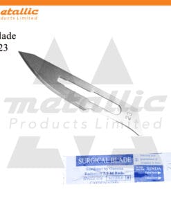 Sterile Scalpel Handle No. 3 with Blade #23 – 50 pcs, individually wrapped for surgical and laboratory use, high-quality #23 surgical blades, professional scalpel blade set, stainless steel surgical instruments, precise scalpel blades for surgery, disposable surgical blades, surgical blade set with handle, surgical tools for hospitals, clinics, and medical schools.