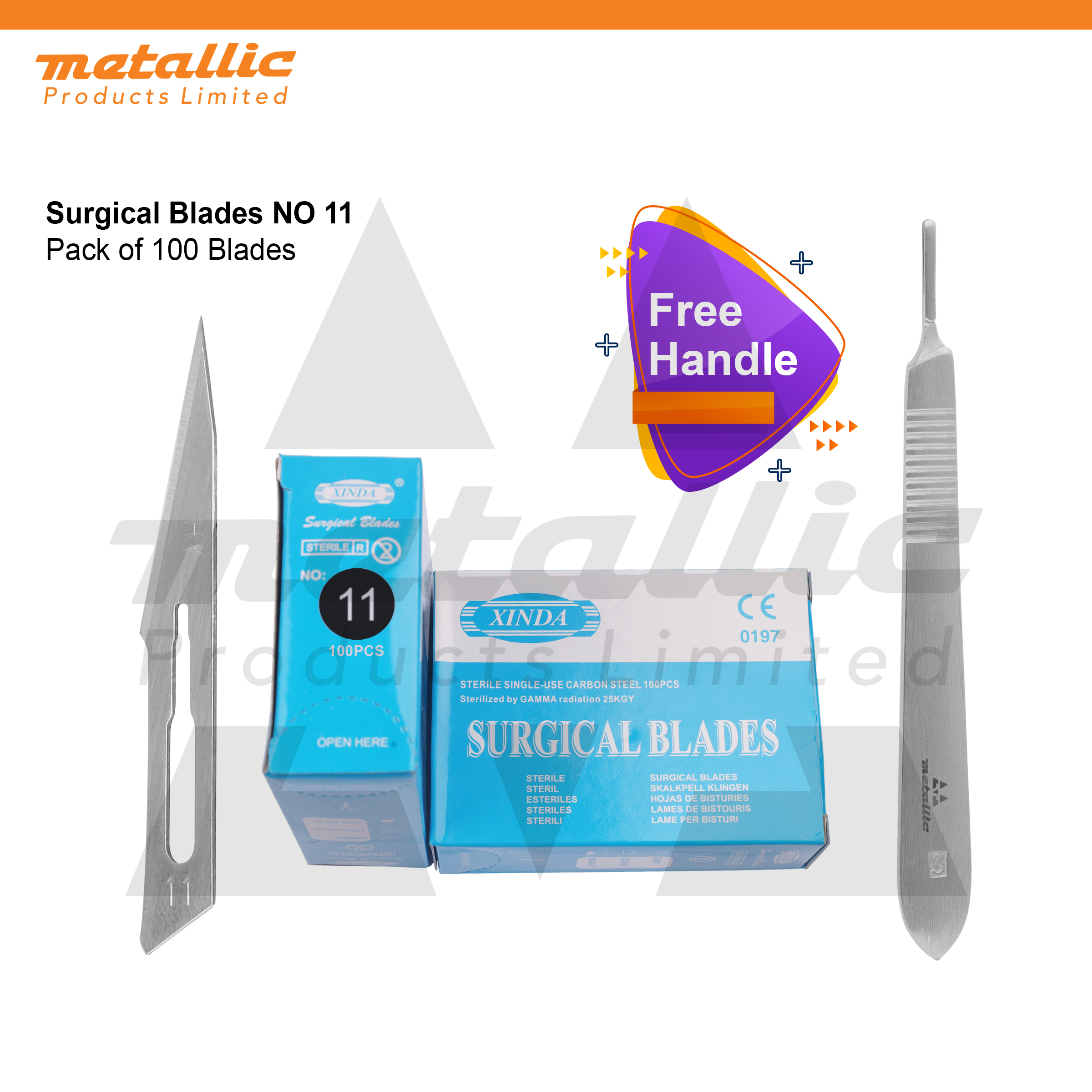 Scalpel Blades #11 – 100 pcs for No. 3 Handle + Free Scalpel Handle | Surgical Blade, BP Blade