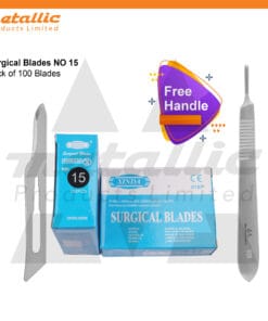 Scalpel Blades #15 – 100 pcs for No. 3 Handle + Free Scalpel Handle | Surgical Blade, BP Blade
