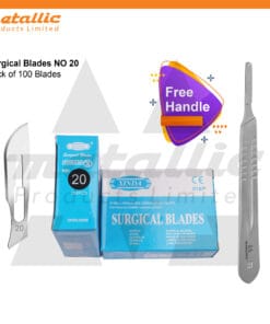 Scalpel Blades #20 – 100 pcs for No. 4 Handle + Free Scalpel Handle | Surgical Blade, BP Blade