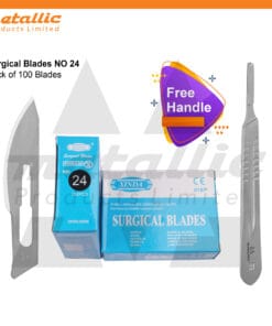 Scalpel Blades #24 – 100 pcs for No. 3 Handle with Free Scalpel Handle | Sterile Surgical & BP Blades